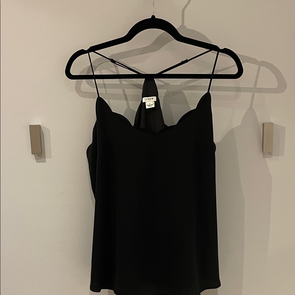 J. Crew Black Scalloped Camisole